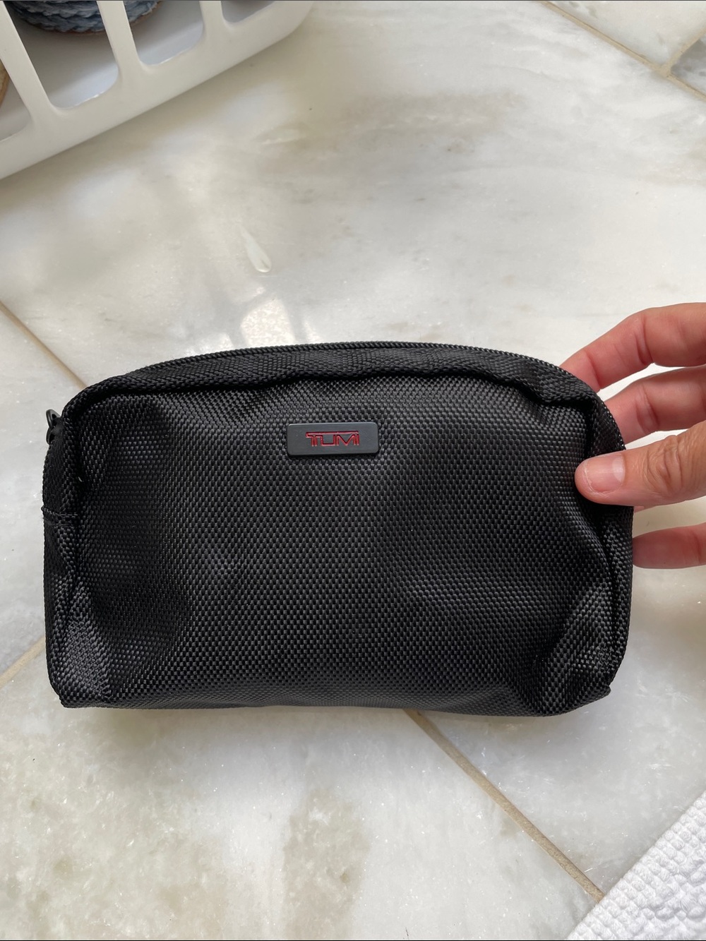 Tumi Black Travel Toiletry Pouch with Subtle Logo